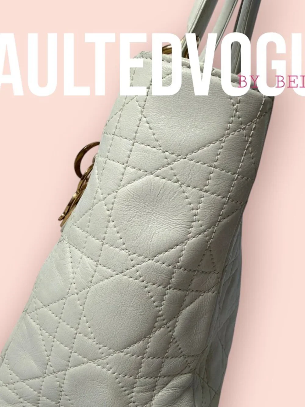 Christian Dior Lady Dior Large Cannage White Leather Tote Gold Hardware Bag - Picture 16 of 16